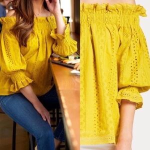 Endless Rose > Mustard Cold Shoulder Top Medium